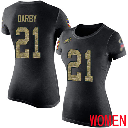 Women Philadelphia Eagles #21 Ronald Darby Black Camo Salute to Service NFL T Shirt